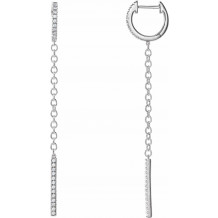 14K White 1/4 CTW Diamond Hinged Hoop Chain Earrings - 65346160000P