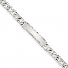 Quality Gold Sterling Silver Diamond-cut Engraveable Curb Link ID Bracelet - QID104-7