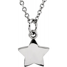 14K White Tiny Poshu00ae Star 16-18 Necklace - 857851002P