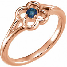 14K Rose Blue Sapphire Youth Flower Ring - 71944602P