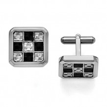 Chisel Stainless Steel Black And Grey Carbon Fiber Cufflinks - SRC176