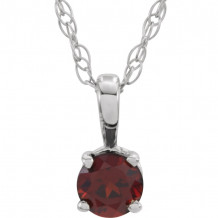 14K White 3 mm Round Mozambique Garnet Youth Birthstone 14 Necklace - 2839370005P