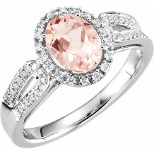 14K White Morganite & 1/5 CTW Diamond Ring - 651508100P