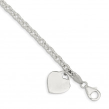 Quality Gold Sterling Silver 1.5mm Heart Charm Bracelet - QG1456-8.5