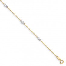 Quality Gold 14k Two Tone CZ Anklet - ANK240-9