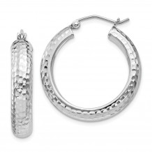 Quality Gold Sterling Silver Rhodium-plated  5x25mm Hoop Earrings - QE8358
