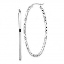 Quality Gold Sterling Silver Rhodium Plated Polished &  Oval Hoop Earrings - QE8267