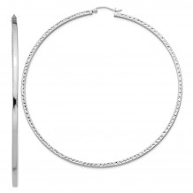 Quality Gold Sterling Silver Rhodium-plated  2x80mm Square Tube Hoop Earrings - QE8122