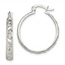 Quality Gold Sterling Silver Diamond Cut Oval Hoop Earrings - QE14717