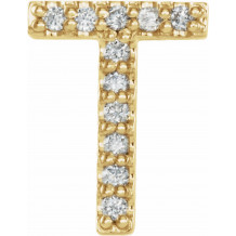 14K Yellow .04 CTW Diamond Single Initial T Earring - 867976101P