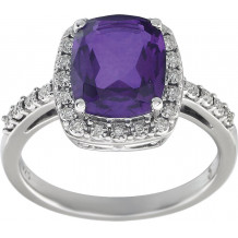 14K White Amethyst & .07 CTW Diamond Ring - 65142670000P