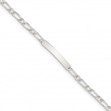 Quality Gold Sterling Silver 7inch Polished Engraveable 1 Figaro Link ID Bracelet - QID112-7