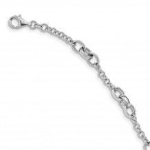 Quality Gold Sterling Silver Rhodium-plated Fancy Link Bracelet - QG5112-7.5