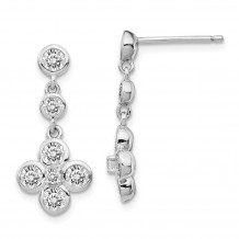 Quality Gold Sterling Silver Rhod-plated Polished CZ Post Dangle Earrings - QE14402