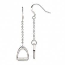Quality Gold Sterling Silver Polished Horse Stirrup Dangle Earrings - QE6940
