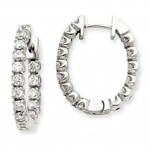 Quality Gold 14k White Gold & Diamond Hinged Hoop Earrings - XE1346VS