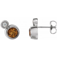 14K White Citrine & .03 CTW Diamond Earrings - 868886014P