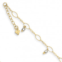 Quality Gold 14k Two Tone Mirror Beaded Anklet - ANK187-9