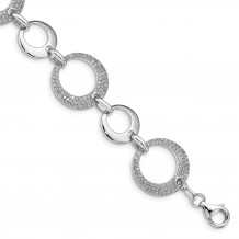 Quality Gold Sterling Silver Rhodium-plated CZ Circle Bracelet - QG4878-8