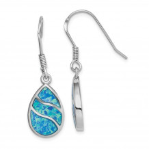 Quality Gold Sterling Silver Rhodium-plated  Opal Inlay Teardrop Dangle Earrings - QE14294