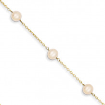 Quality Gold 14k 9 inch FW Cultured Pearl Anklet - ANK144-9