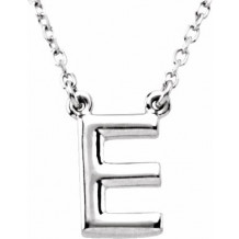 14K White Block Initial E 16 Necklace - 84634111P