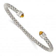 Quality Gold Sterling Silver Citrine Textured Cuff Bracelet - QG4807