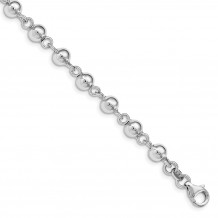 Quality Gold Sterling Silver Rhodium-plated 6mm Polished Beads Bracelet - QG4860-7.5