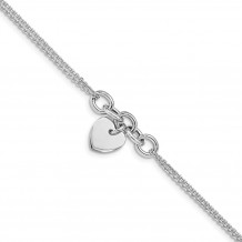 Quality Gold Sterling Silver Rhodium-plated Heart Multi-strand Bracelet - QG4831-6