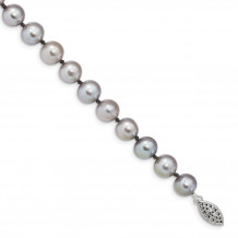 Quality Gold Sterling Silver Rhodium 8-9mm Grey FWC Pearl Bracelet - QH5163-7.25