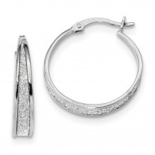Quality Gold Sterling Silver Rhodium-plated Enamel Glitter Fabric Tapered Hoop Earrings - QE13276
