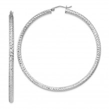 Quality Gold Sterling Silver Rhodium-plated  3x60mm Hoop Earrings - QE8094