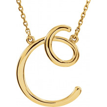 14K Yellow Script Initial C 16 Necklace - 84635105P