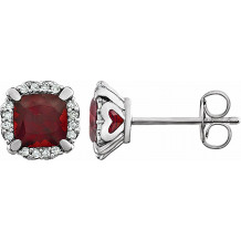 14K White Mozambique Garnet & 1/10 CTW Diamond Earrings - 65195460001P