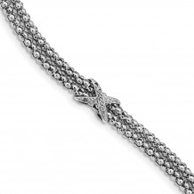 Quality Gold Sterling Silver Rhodium-plated CZ Infinity Multi-strand 7.25in Bracelet - QG4513-7.25