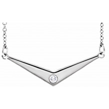 14K White .03 CTW Diamond Solitaire V 18 Necklace - 86787600P