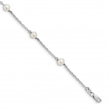 Quality Gold Sterling Silver RH-plated 5-6mm Freshwater Cultured Pearl Bracelet - QH5011-7.5