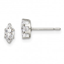 Quality Gold Sterling Silver 6x3 Marquise Snap Set CZ Stud Earrings - QE7552