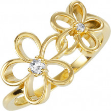 14k Yellow Gold Stuller Diamond Floral Fashion Ring
