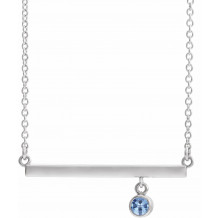 14K White Aquamarine Bezel-Set 18 Bar Necklace - 869056095P