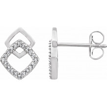 14K White 1/10 CTW Diamond Geometric Earrings - 65227260001P