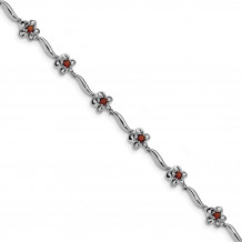 Quality Gold Sterling Silver Rhodium-plated Floral Garnet Bracelet - QX978GA