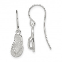 Quality Gold Sterling Silver Polished & Textured Sandal Dangle Earrings - QE6957