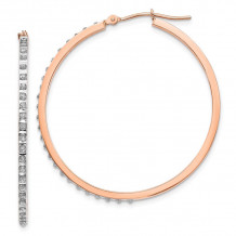 Quality Gold 14k Rose Gold Diamond Fascination Round Hinged Hoop Earrings - DF269