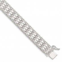 Quality Gold Sterling Silver 12mm Diamond-cut Woven 7.5in Bracelet - QG4848-7.5