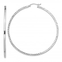 Quality Gold Sterling Silver Rhodium-plated  2x60mm Square Tube Hoop Earrings - QE8118