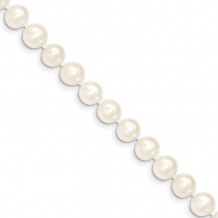 Quality Gold 14k White Near Round Freshwater Cultured Pearl Bracelet - WPN070-7.5