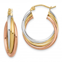 Quality Gold Sterling Silver Rhodium-plated Tri-color Gold-plated Hoop Earrings - QE8442
