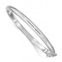 Quality Gold Sterling Silver Rhodium-plated 5mm  Hinged Bangle Bracelet - QB39