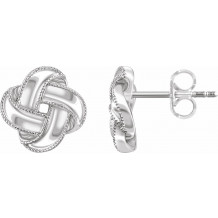 14K White Knot Earrings - 65280560002P